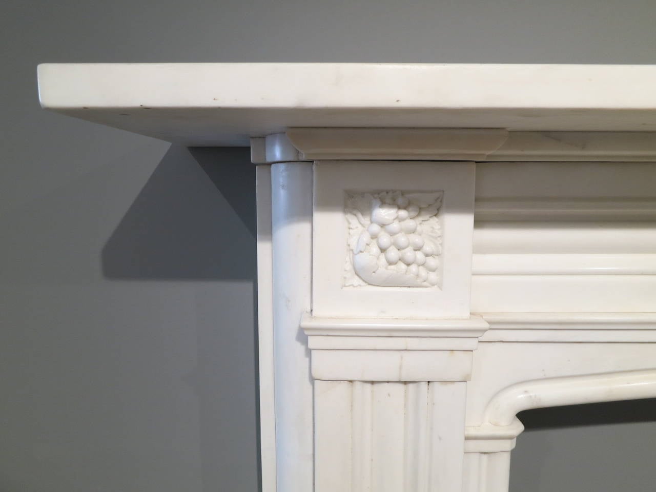 19th Century Antique Regency Statuary White Marble Fireplace Mantel