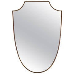 Vintage Italian Brass Shield Shaped Mirror