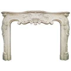 Used Rococo Louis XV Marble Fireplace Mantel