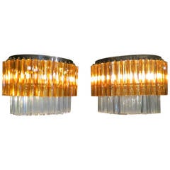 Pair of Italian Murano Drum Chandeliers