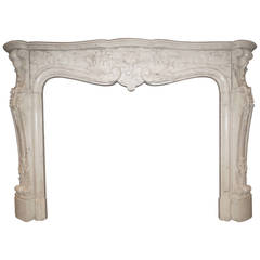 Large Marble Louis XV Style French Fireplace Mantel