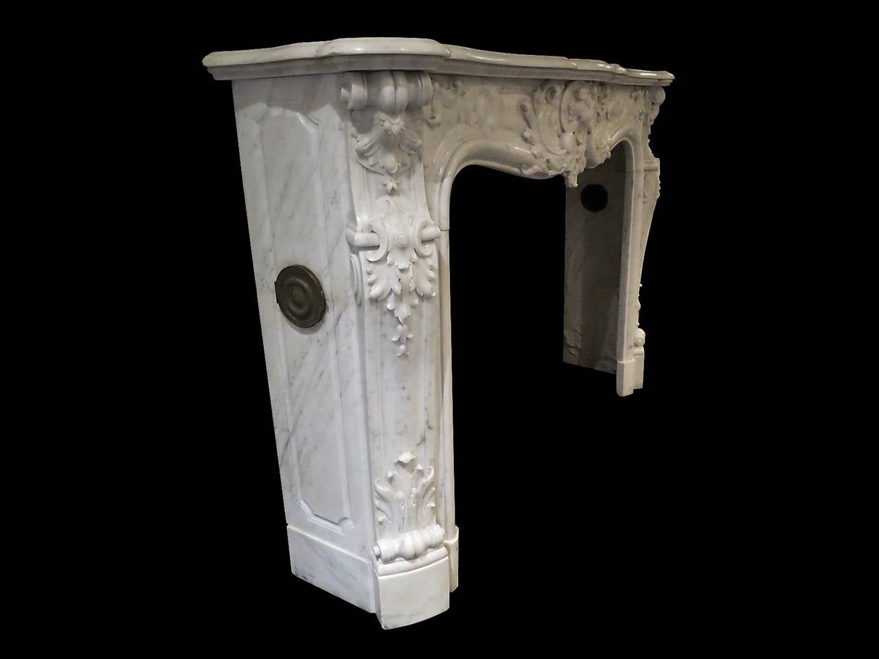 Large Marble Louis XV Style French Fireplace Mantel