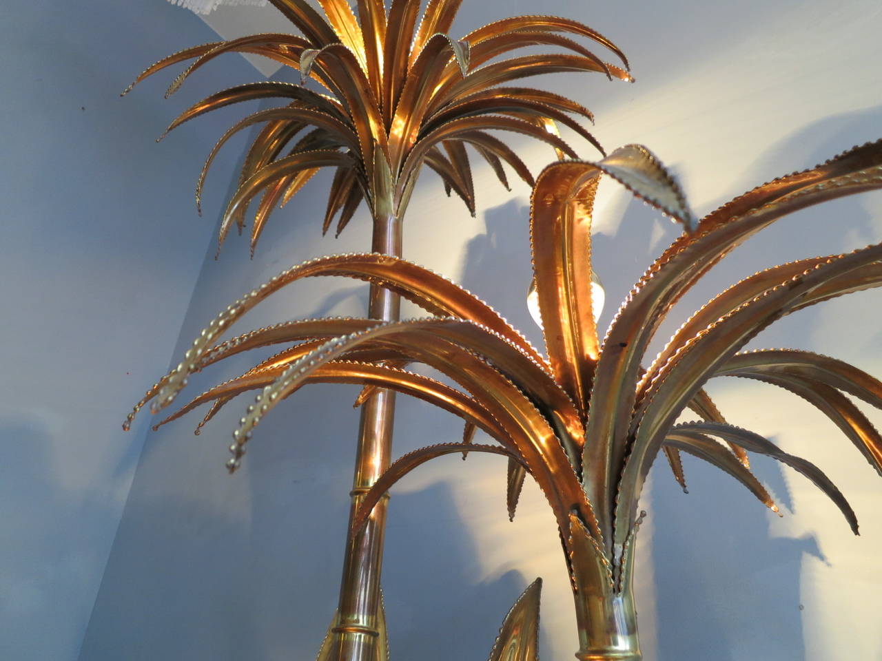 Brass Palm Tree Floor Lamp by Maison Jansen In Excellent Condition In London, GB