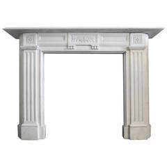 Antique Regency Style Statuary White Marble Fireplace Mantel 3