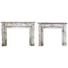 Pair of Antique Louis XVI Fireplace Mantels in Pavonazzo Marble