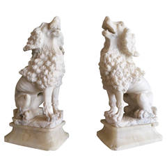 Pair of Italian Carved Alabaster Spaniels 11