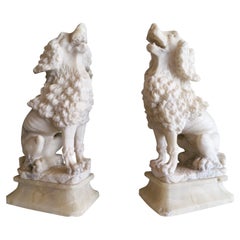 Pair of Italian Carved Alabaster Spaniels