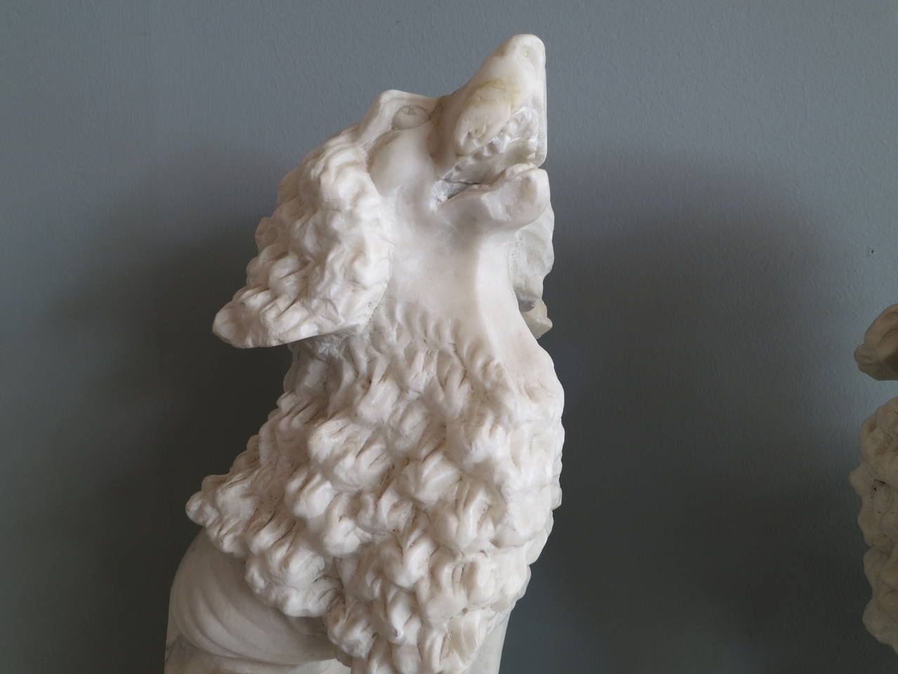 19th Century Pair of Italian Carved Alabaster Spaniels