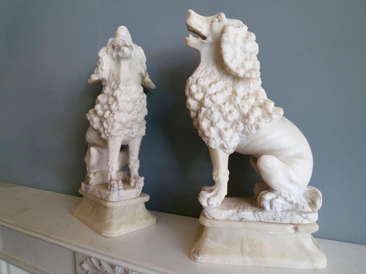 Pair of Italian Carved Alabaster Spaniels 2