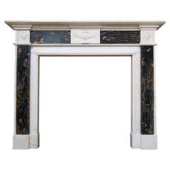 Antique Regency Period Statuary White and Portoro Marble Fireplace Mantel 2