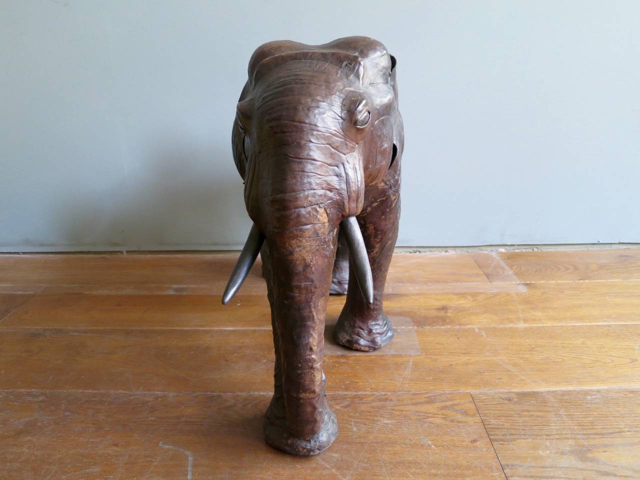 vintage leather elephant footstool