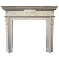 Antique George III Style White Marble Fireplace Mantel