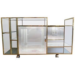 Italian Brass and Glass Vitrine or Cabinet