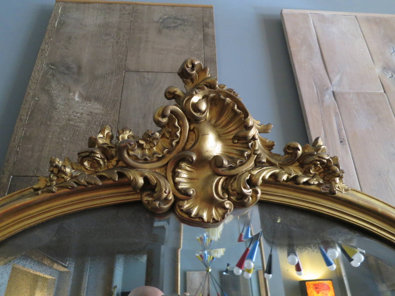 Large Antique French Gold Gilt Overmantel Mirror