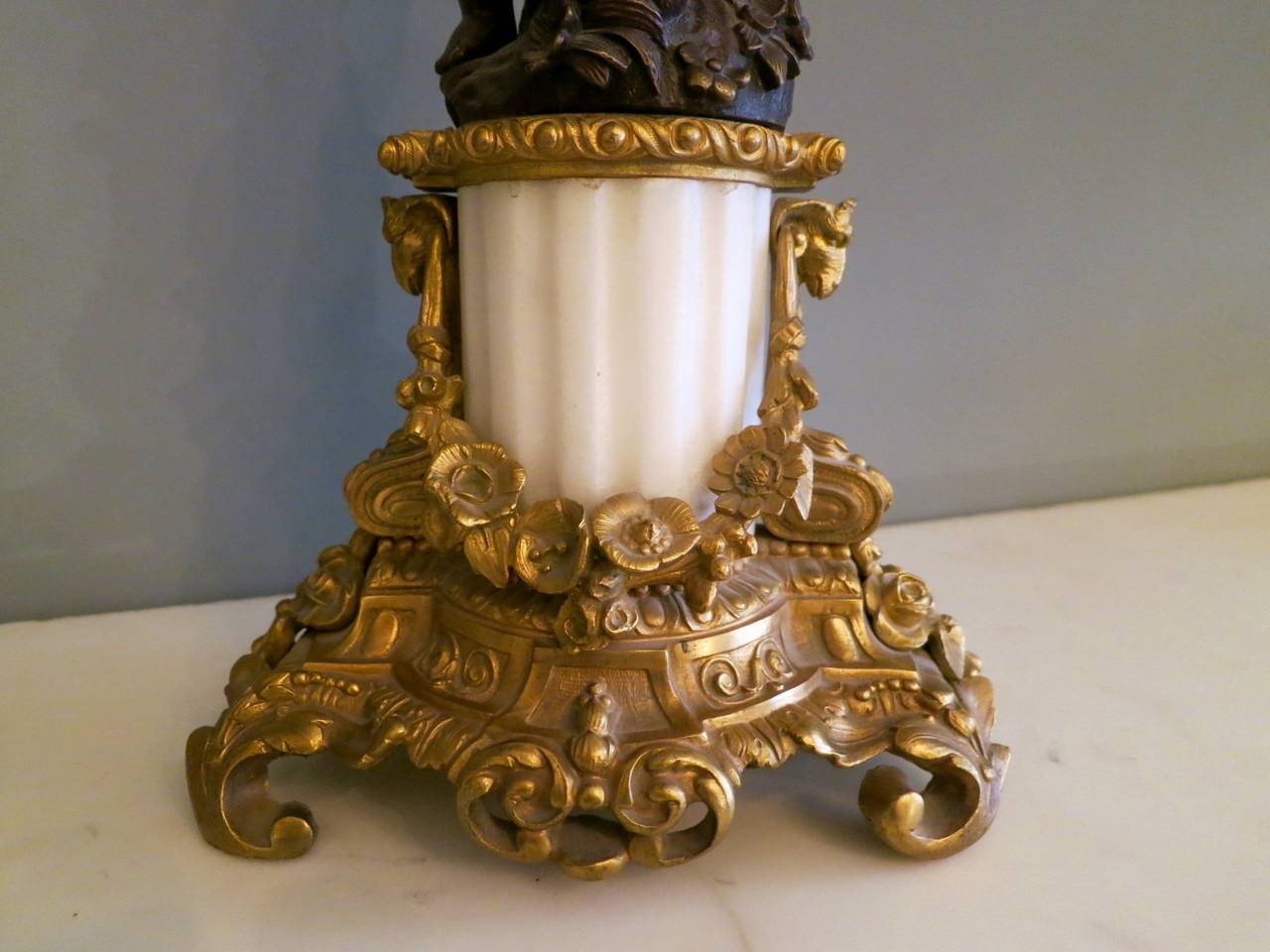 French 19th Century Patinated Bronze and Ormolu Candelabras In Excellent Condition In London, GB