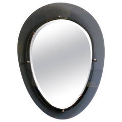 Italian Blue Glass Framed Mirror