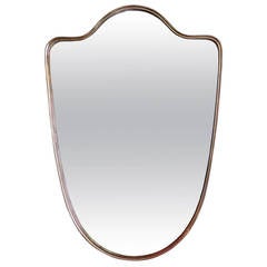 Italian Brass Framed Shield Shaped Mirror