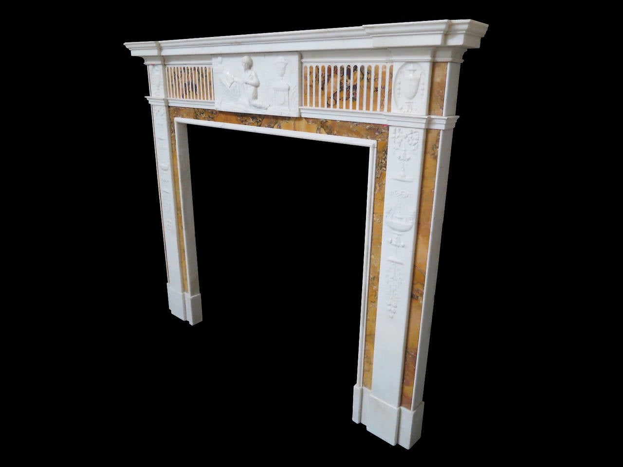 18th Century Statuary and Convent Sienna Marble Fireplace Mantel In Good Condition For Sale In London, GB