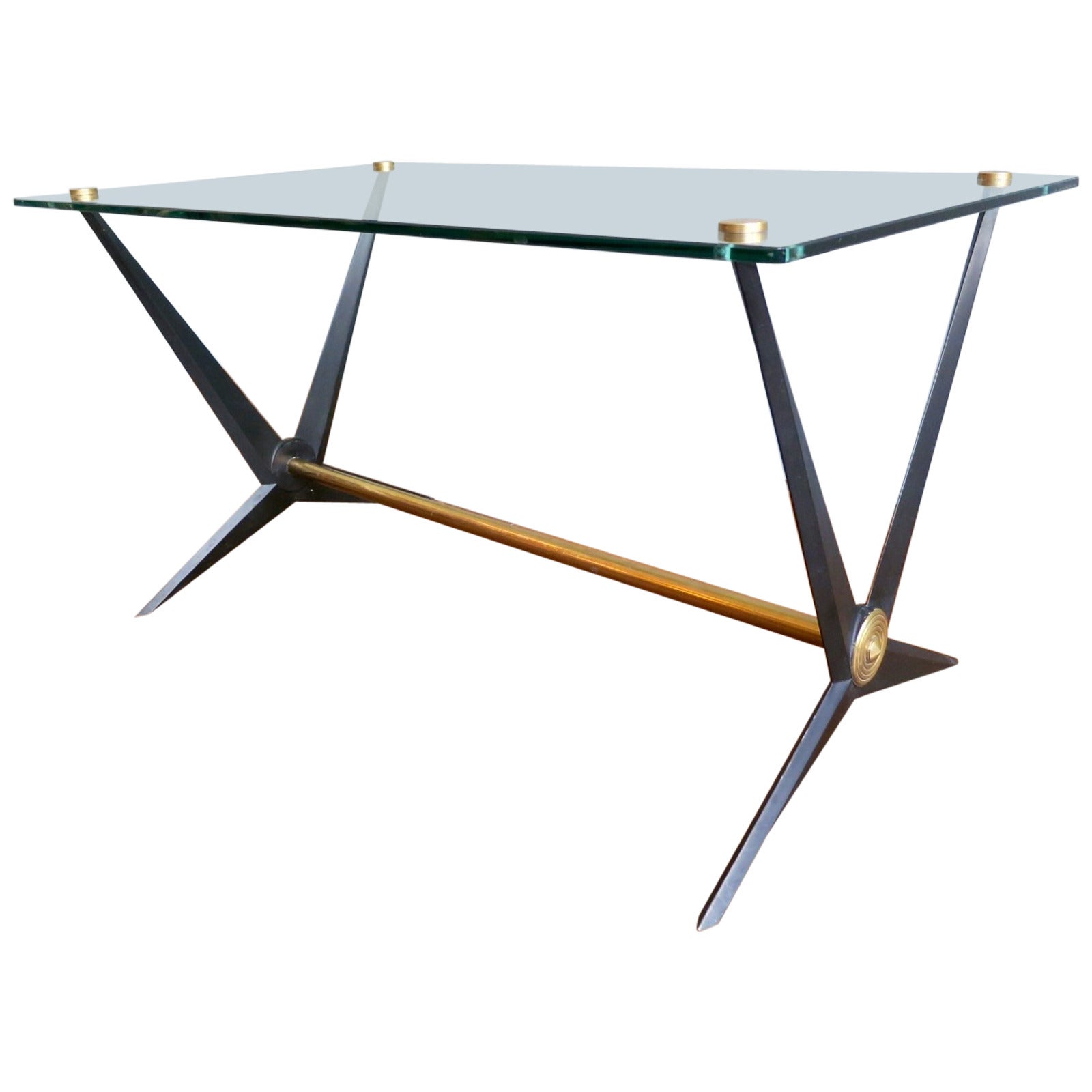 Italian Brass and Glass Coffee Table by Angelo Ostuni 