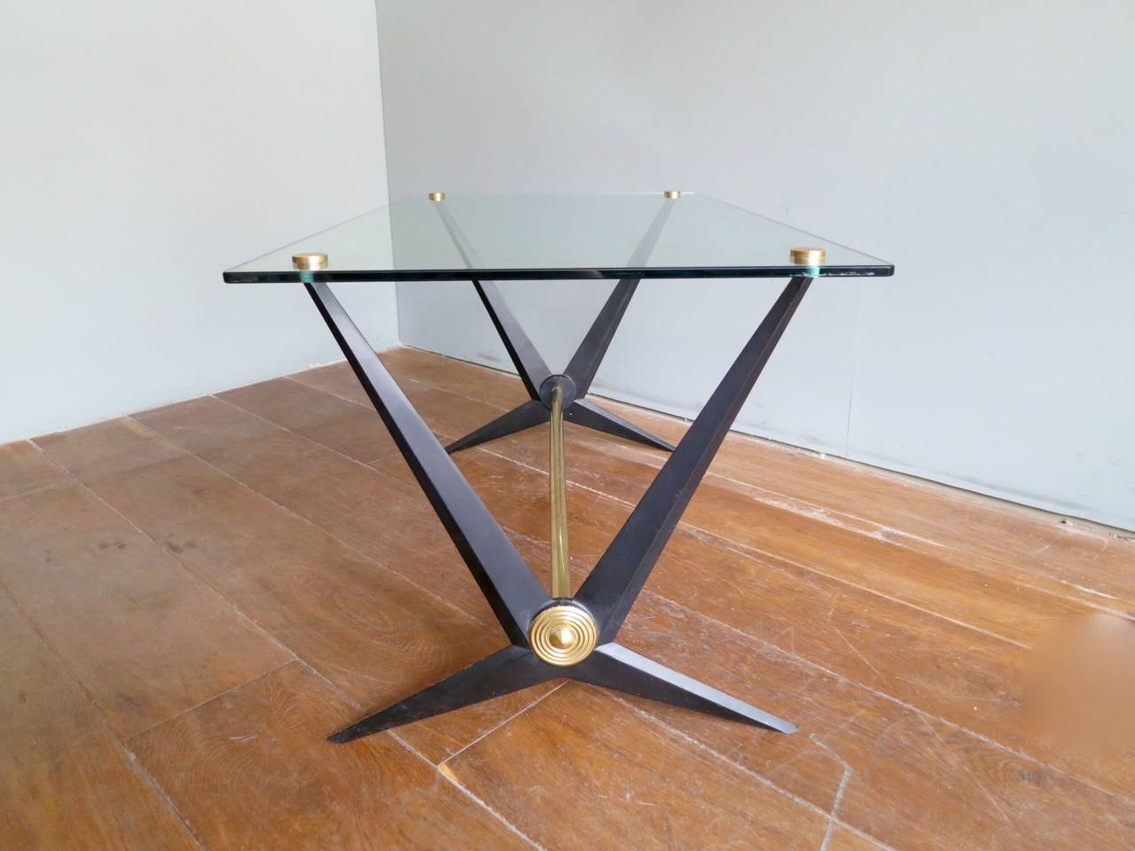 Mid-Century Modern Italian Brass and Glass Coffee Table by Angelo Ostuni 