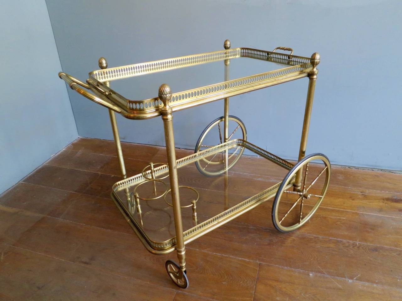 French Brass Bar Cart or Drinks Trolly 2