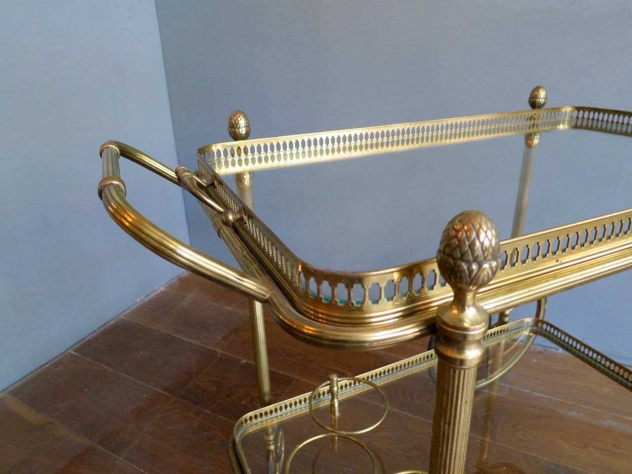 French Brass Bar Cart or Drinks Trolly 1