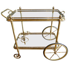 French Brass Bar Cart or Drinks Trolly