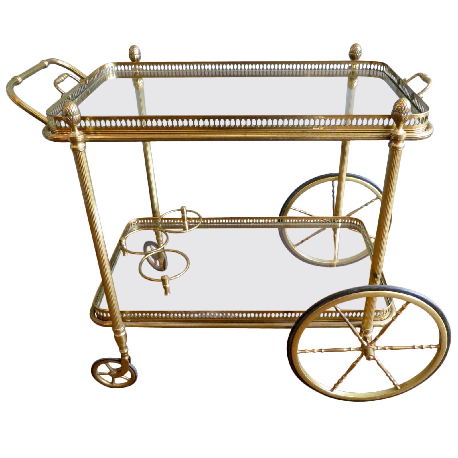 French Brass Bar Cart or Drinks Trolly