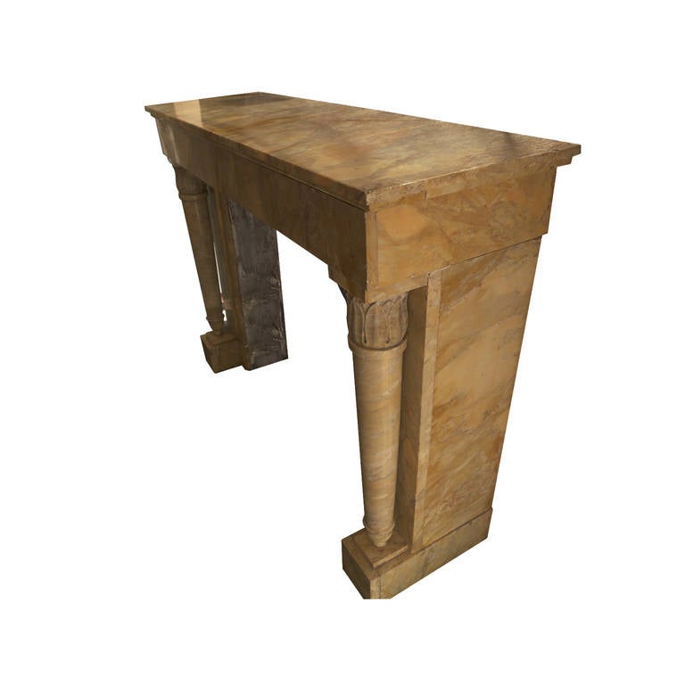Antique French Sienna Marble Fireplace Mantel