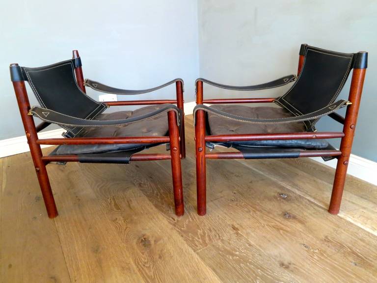 Pair of Leather Safari Armchairs by Arne Norell In Good Condition In London, GB