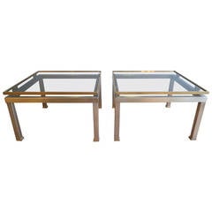 Pair of Brass and Steel Side Tables by Guy Lefevre for Maison Jansen