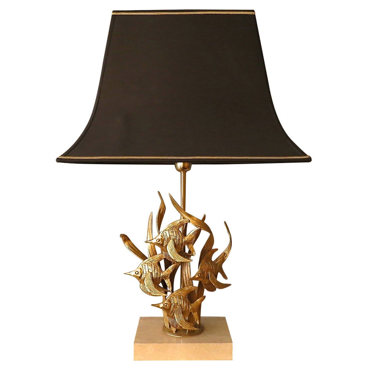 Large French Gilt Brass "Tropical Fish" Table Lamp at 1stDibs