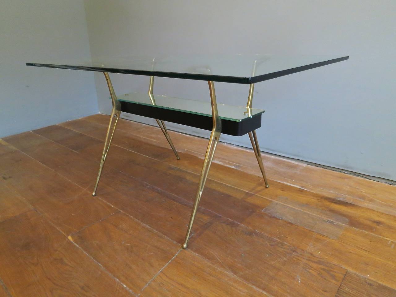 Italian Brass and Glass Table by Cesare Lacca In Good Condition In London, GB