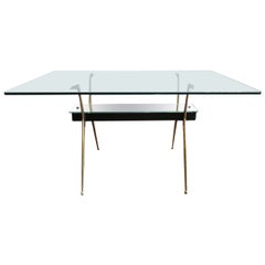 Italian Brass and Glass Table by Cesare Lacca