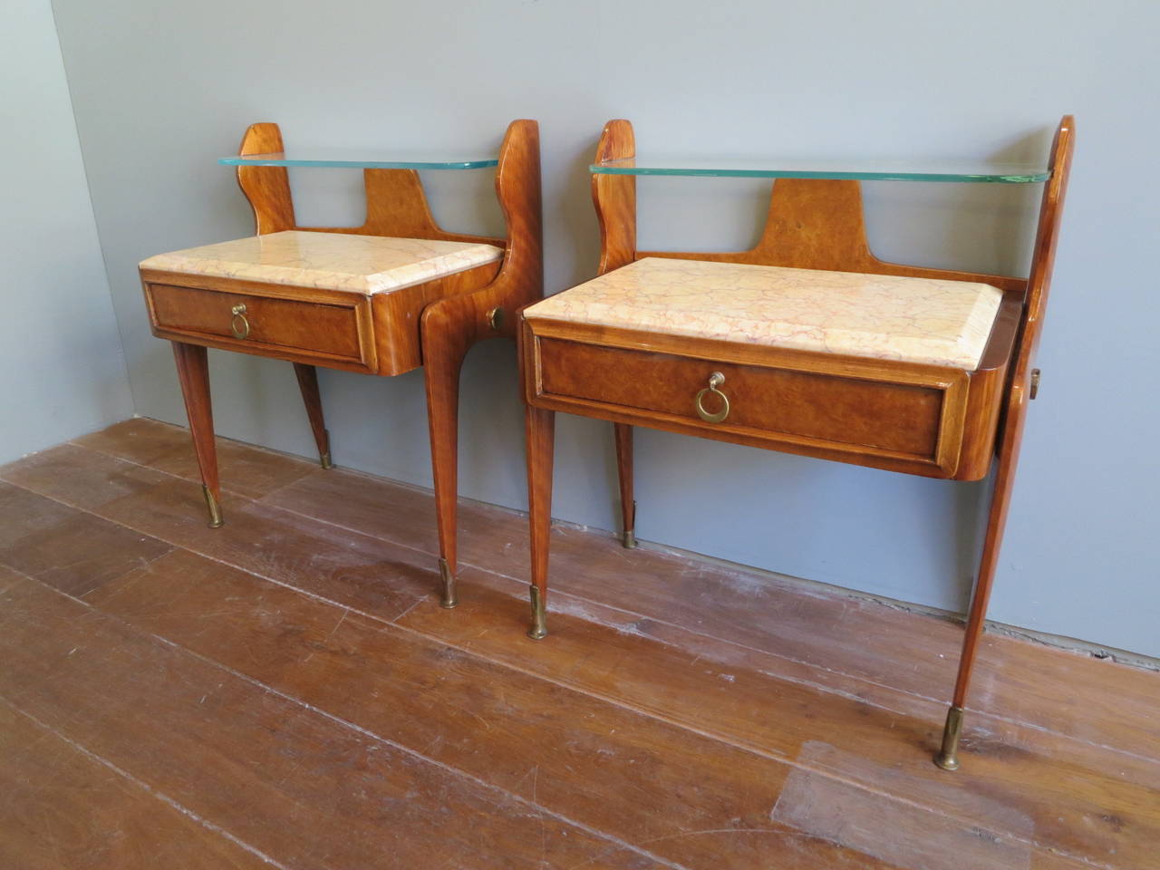 20th Century Italian 50's Bedside tables Nightstands
