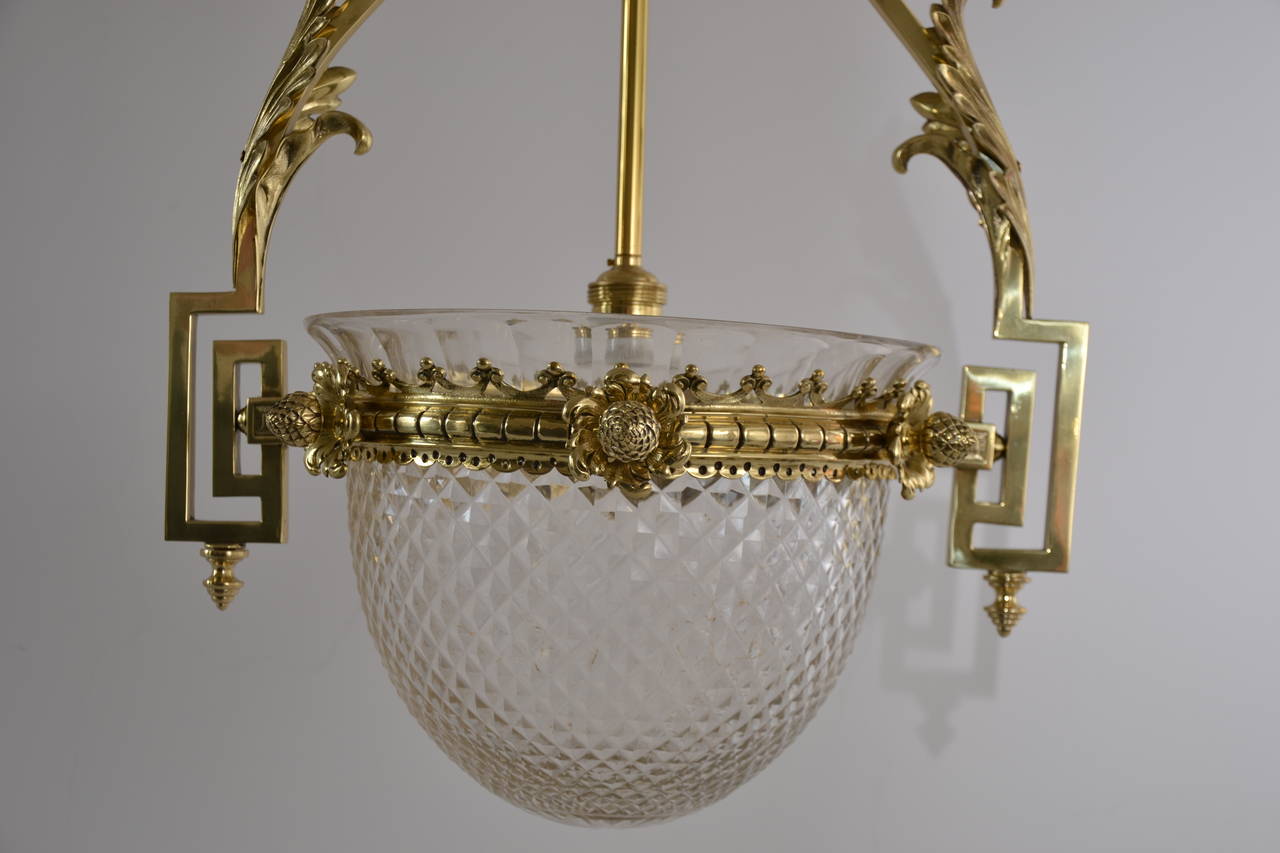 Late 19th Century Historistic Ceiling Lamp with Original Cut-Glass In Excellent Condition For Sale In Wien, AT