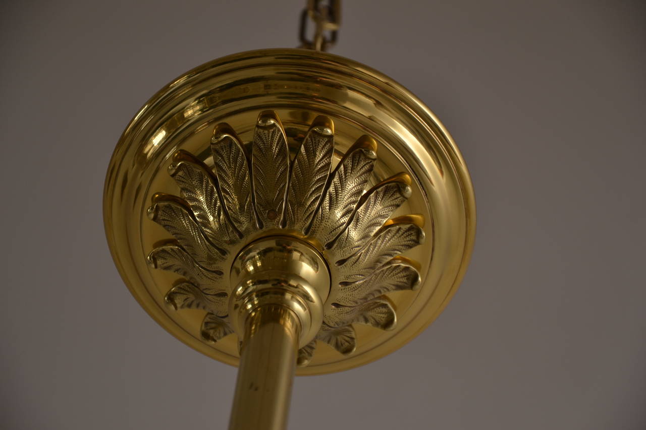 Brass Late 19th Century Historistic Ceiling Lamp with Original Cut-Glass For Sale