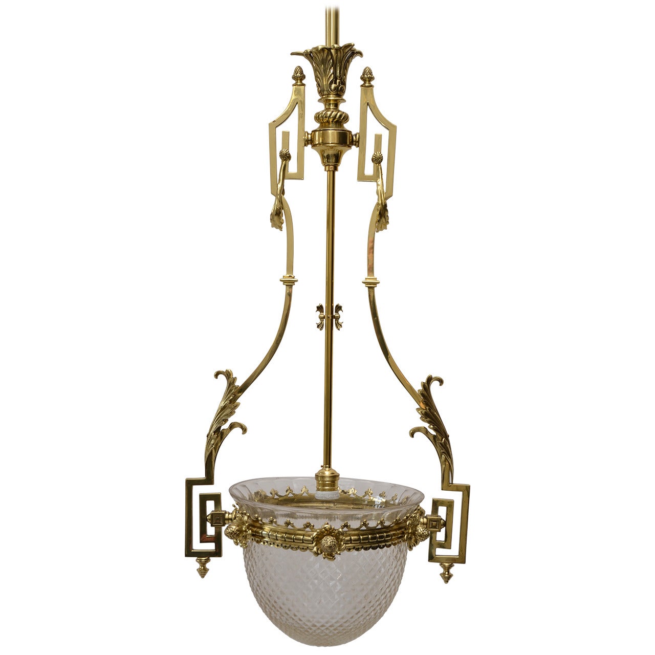 Late 19th Century Historistic Ceiling Lamp with Original Cut-Glass For Sale