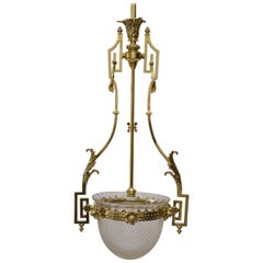Antique Late 19th Century Historistic Ceiling Lamp with Original Cut-Glass