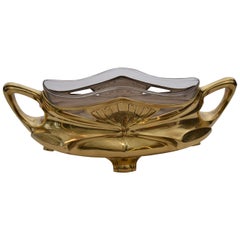 Art Nouveau Flower Dish Jardinière with Original Glass