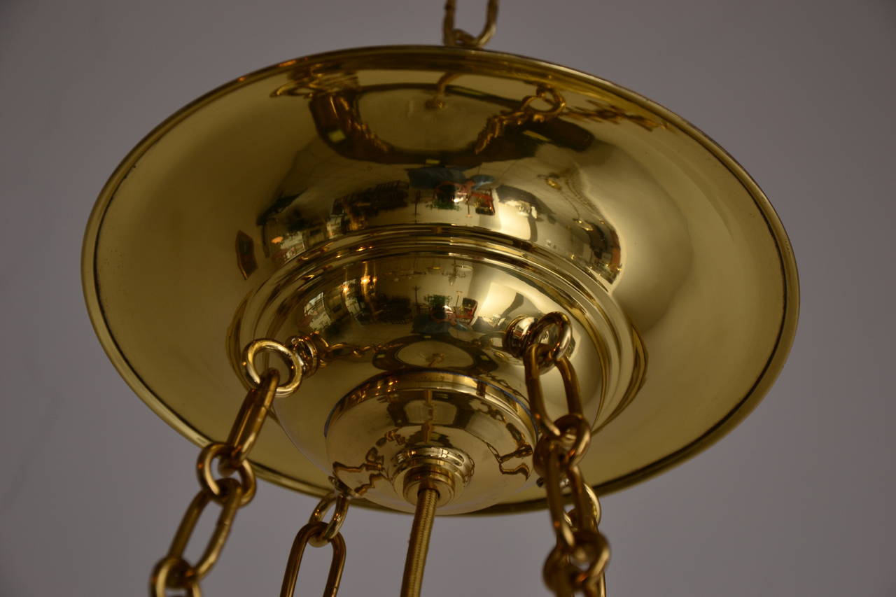 Brass Art Nouveau Ceiling Lamp, circa 1906