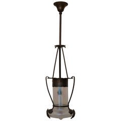 Art Nouveau Flower Ceiling Lamp with Style of Loetz Glass 9