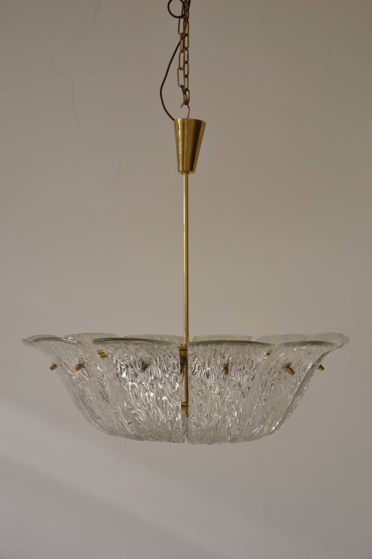 Austrian Grand Kalmar Chandelier with Curved and Textured Glass For Sale
