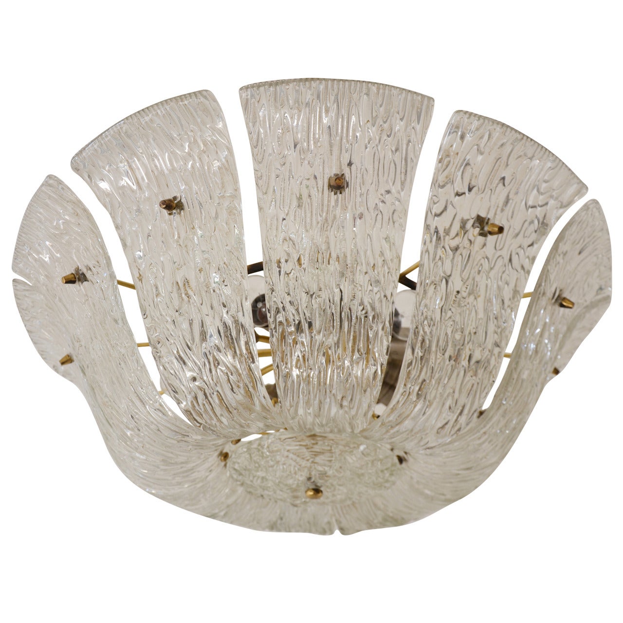 Grand Kalmar Chandelier with Curved and Textured Glass