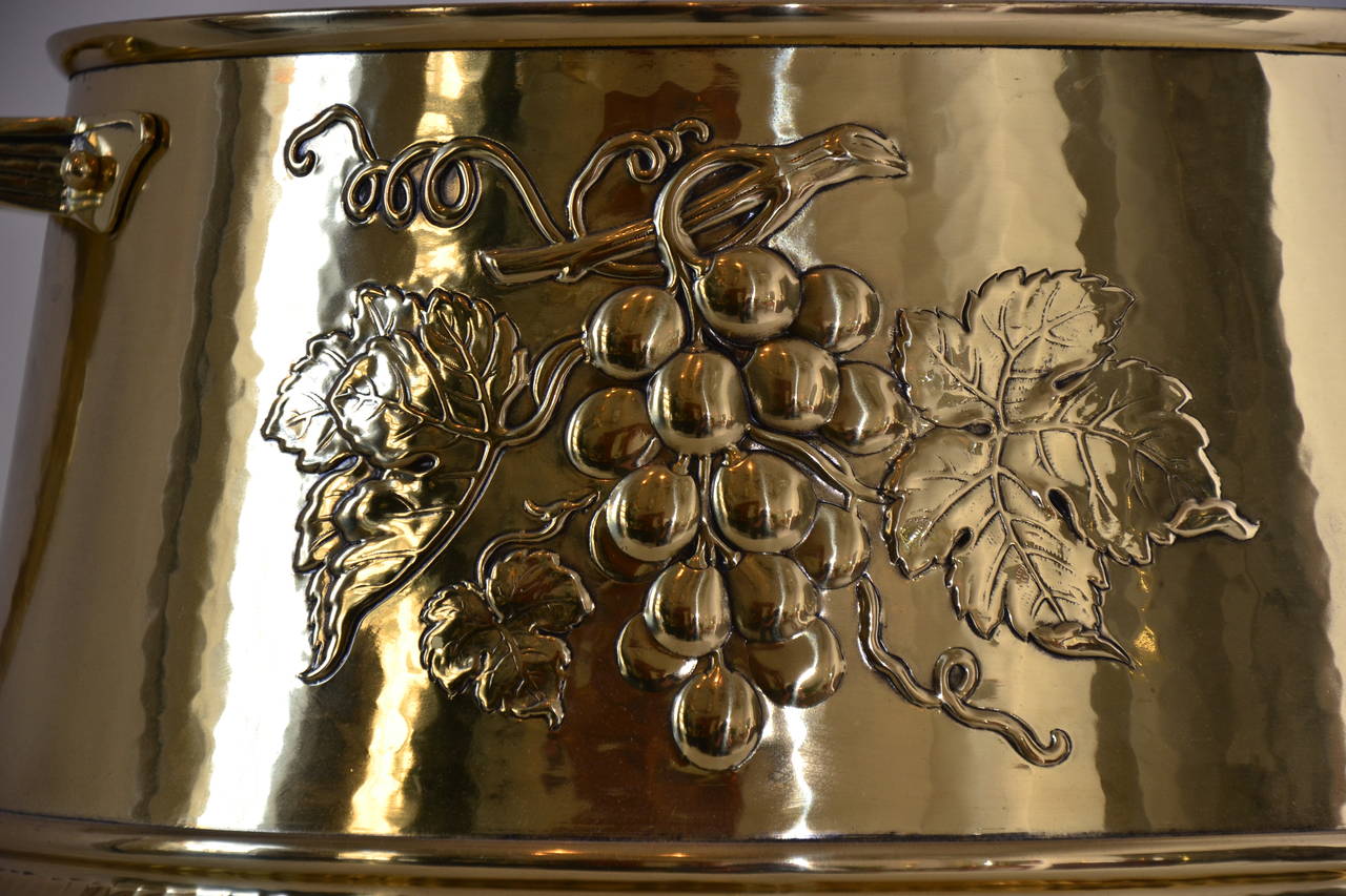 Austrian Flower Pot with Grapes Motive, Partly Hammered