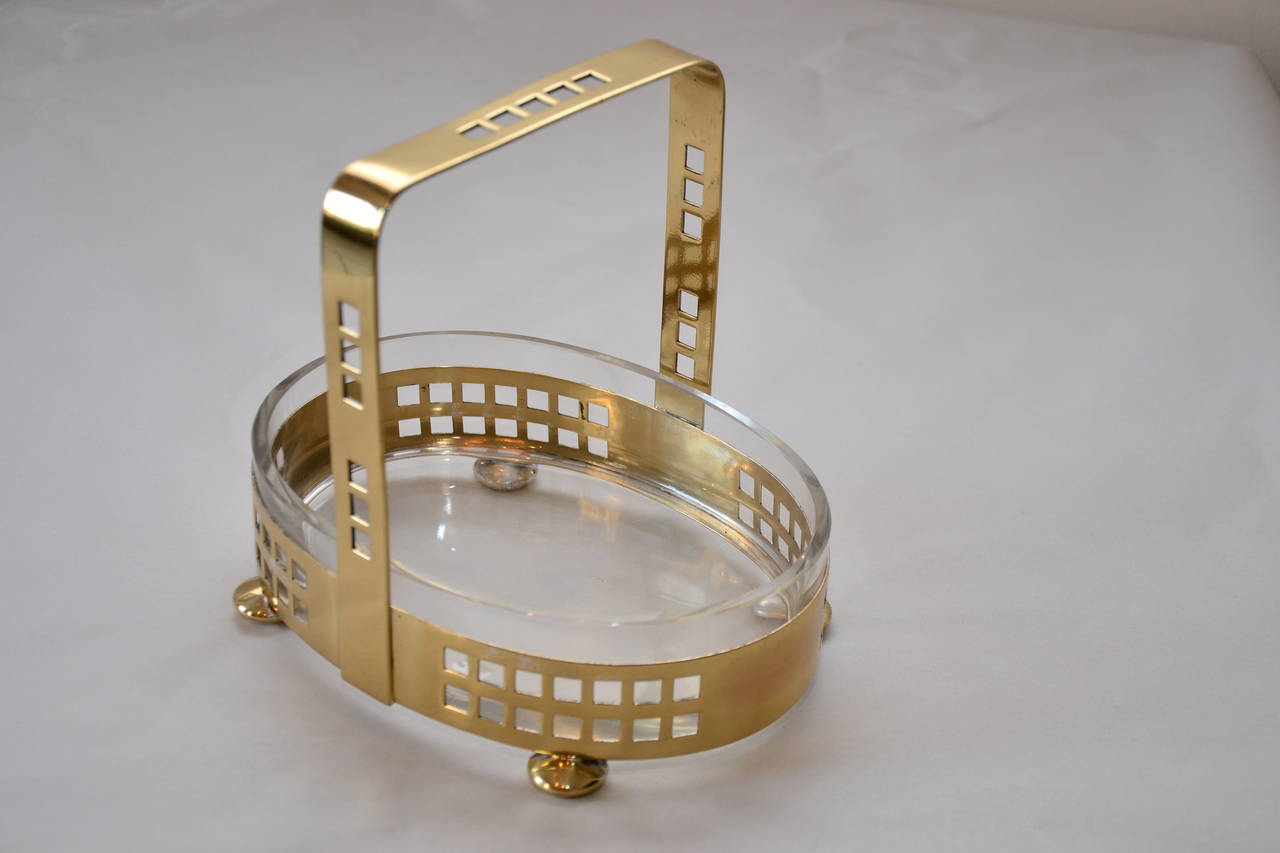 Brass Basket with original Glass
polished and stove enamelled