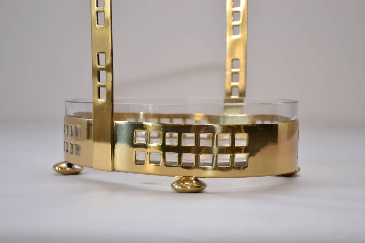 Austriaco Cestino in ottone con vetro originale in vendita