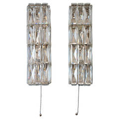 Two Crystal Glass Wall Lamps, Manufactured by Bakalowits, 1950 5