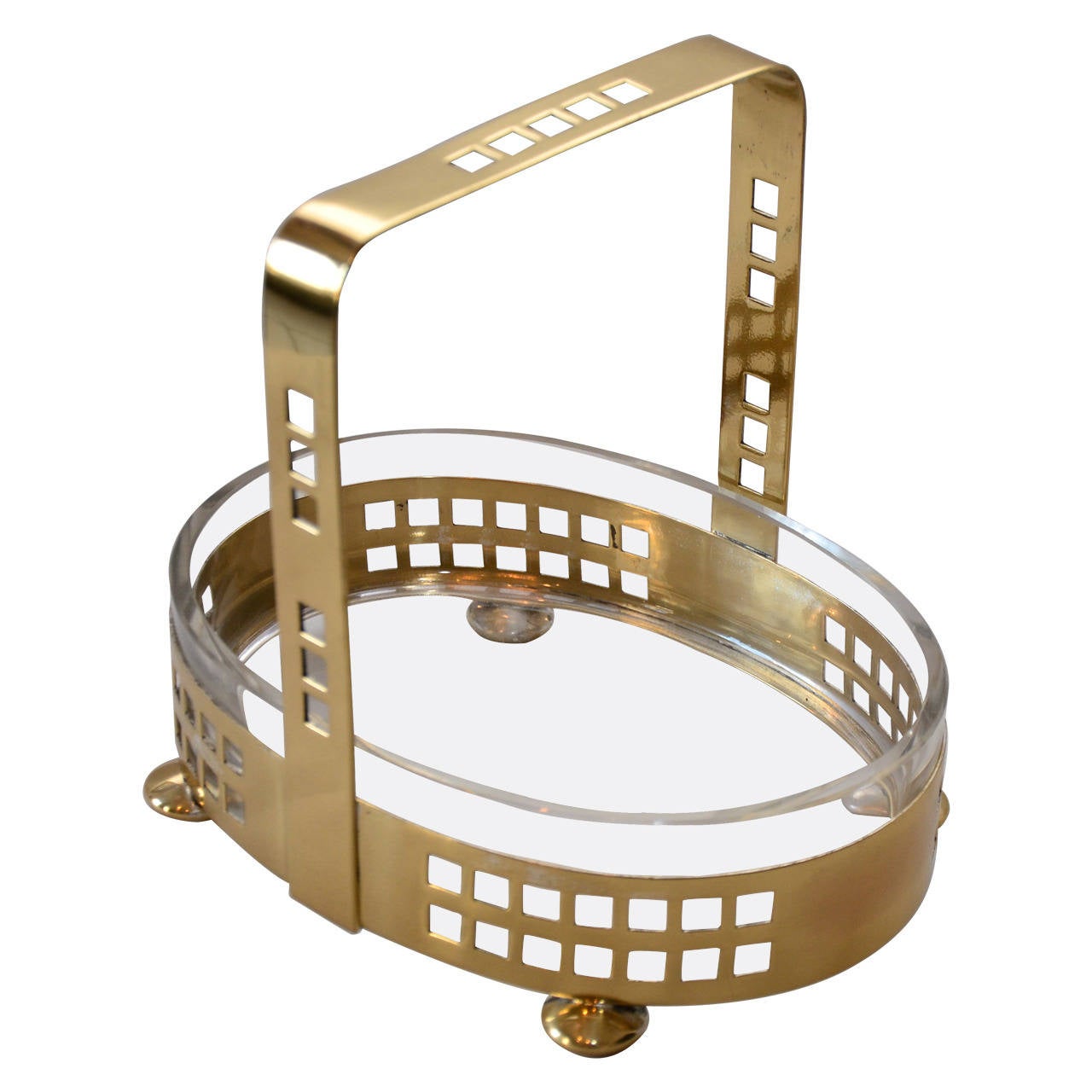 Brass Basket with Original Glass For Sale at 1stdibs