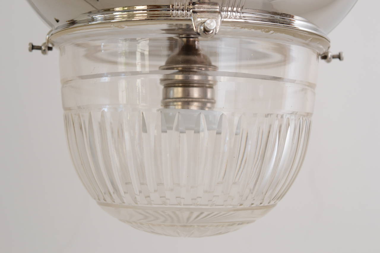 Art Nouveau Pendant Alpaca Brass Nickel-Platend with Cut-Glass